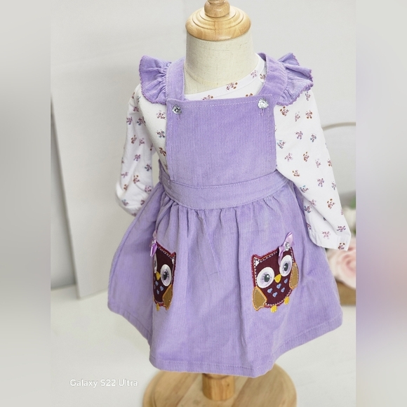 Nannette Other - Nannette Lavender Owl Pinafore Dress